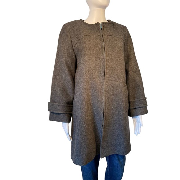 Zara Women's Wool Blend Full Zipper Coat * SZ L Vintage Inspired Elegance WC07 - Picture 1 of 16